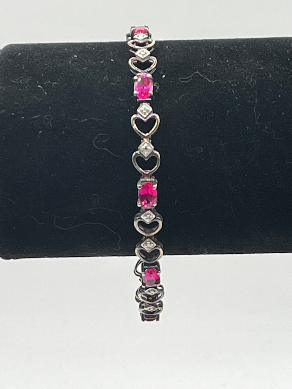 Vintage 925 Sterling Silver Ross Simons Ruby Bracelet